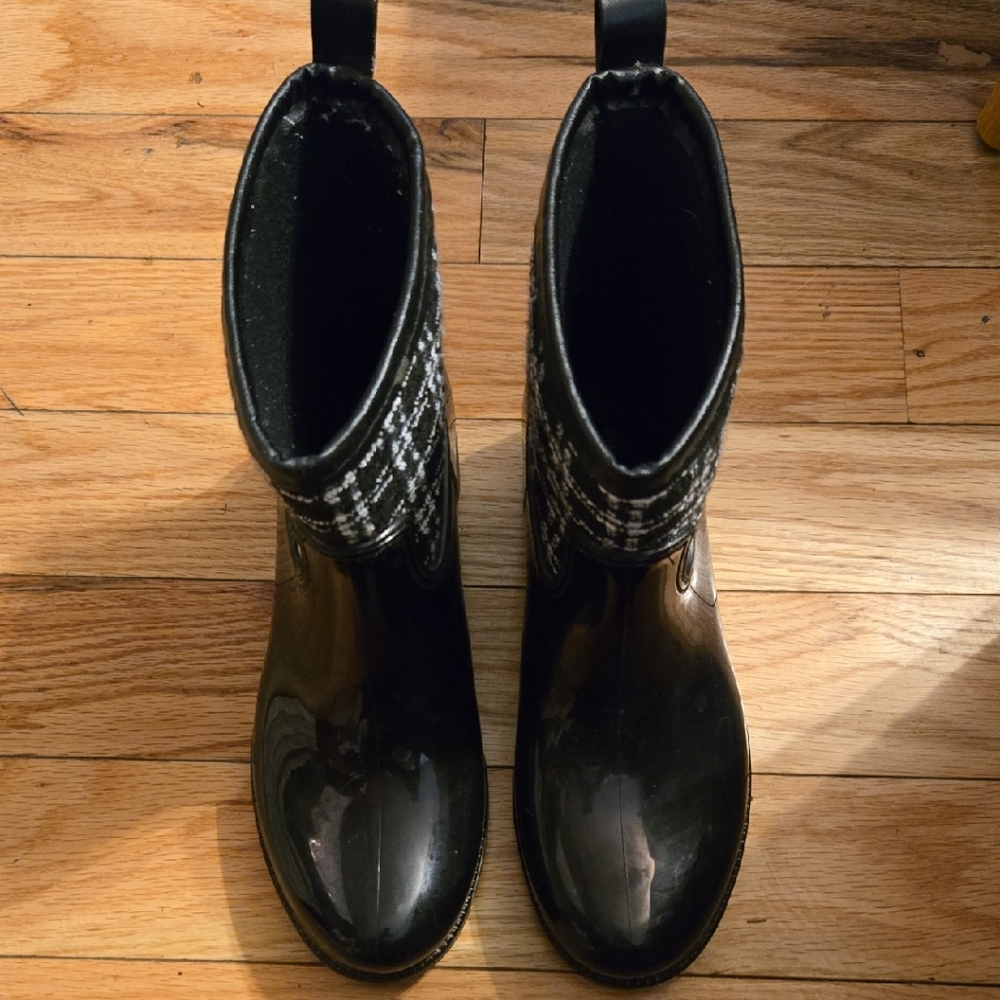 Charter Club Black Winter Rain Boots Quilted Design